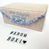 Lina atmiņu lādīte ar gaiši zilu mežģīnes maliņu. Personalizēta dāvana.